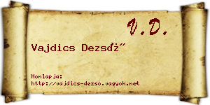 Vajdics Dezső névjegykártya